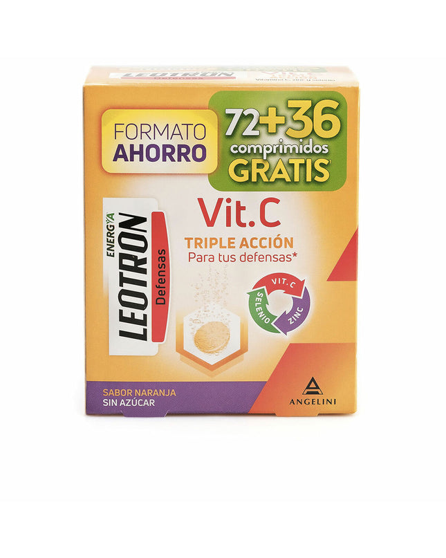 Leotron Vitamina C voedingssupplement box with 108 tablets, designed for health and personal care, vitamin C and mineral support