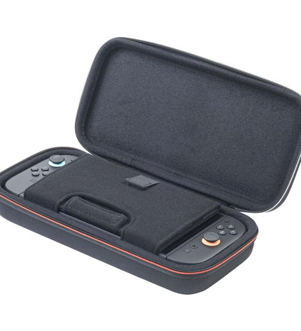 Black Nintendo Switch 2 carrying case, compact and protective, designed for Nintendo NS241 electronic gaming console.