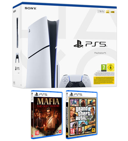 Sony PlayStation 5 PS5 electronic gaming console with sleek design, ready for plug-and-play gaming experience.