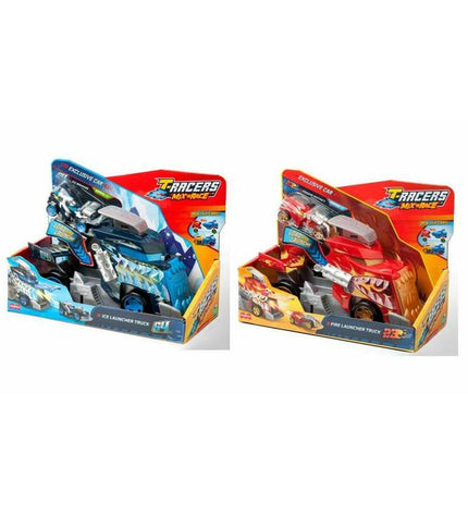 Magicbox Toys Vrachtwagen Magicbox Launcher Truck toy from T-Racers Mix 'N Race set, featuring a colorful toy vehicle with racing design.