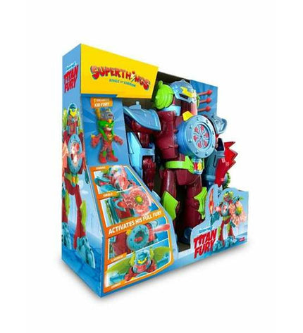 SuperThings playset toy with colorful figures, measuring 40x40x17 cm, featuring action figures and playful accessories.