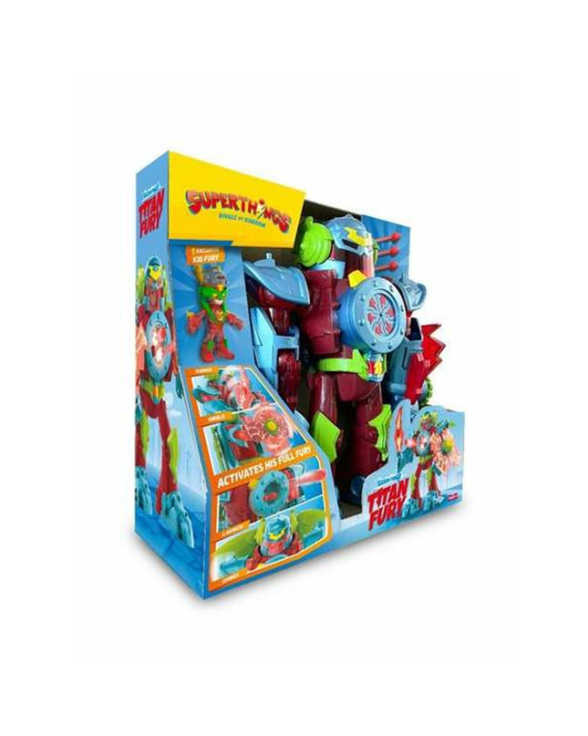 SuperThings playset toy with colorful figures, measuring 40x40x17 cm, featuring action figures and playful accessories.