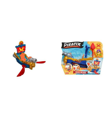 Pirate skull blade toy from Piratix playset, measuring 15.7 x 20 x 7.4 cm, featuring a skull design with blade details.