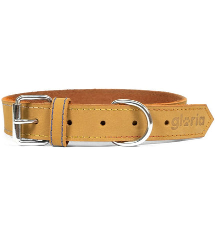 Gloria hondenhalsband Gloria Oasis geel, 65 x 3 cm, shown on a dog, made of durable material with a metal buckle.