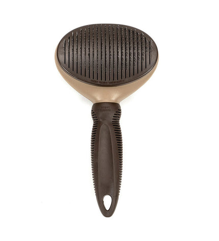 Gloria Zelfreinigend hondenborstel Rugkammen borstel for grooming, with ergonomic handle and self-cleaning feature for pets.