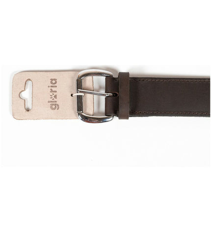 Gloria hondenhalsband in bruin, 75 cm long, durable leather dog collar with metal buckle and decorative stitching.