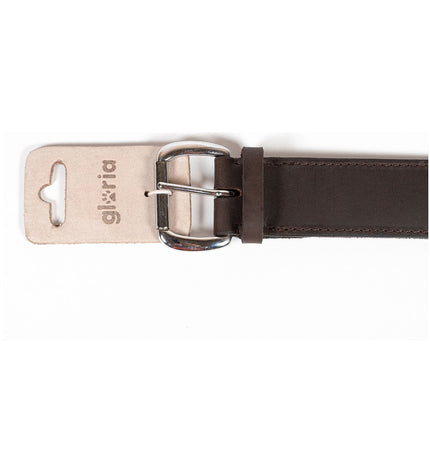 Brown Gloria dog collar with adjustable size, featuring durable material and classic design, suitable for medium-sized dogs.