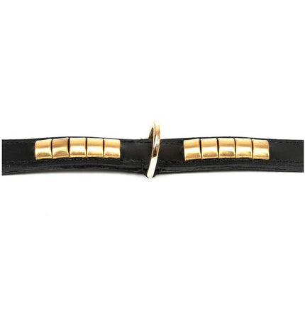 Gloria hondenhalsband in zwart en goud, 55 cm, with a stylish design, suitable for medium-sized dogs.