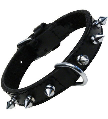 Black Gloria dog collar with spikes, 45 cm size, made of durable material, designed for stylish and secure pet wear.