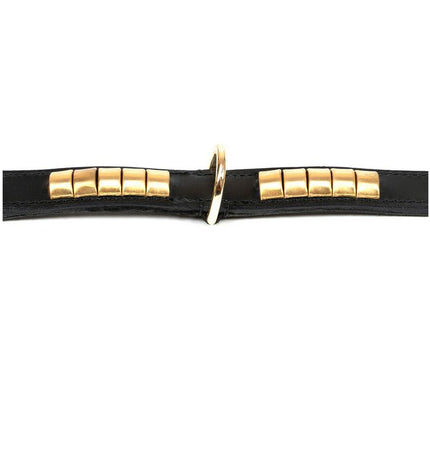 Black and gold Gloria dog collar with 40 cm adjustable length, stylish pet accessory for small dogs.