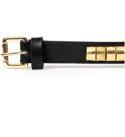 Black and gold Gloria dog collar with adjustable 40 cm length, featuring stylish design and durable material for pets.