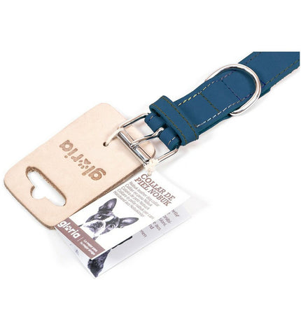 Blue Gloria Oasis dog collar with adjustable strap, featuring a stylish design and sturdy buckle for comfortable fit.