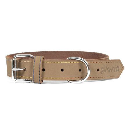 Beige Gloria Oasis dog collar with adjustable strap, featuring a stylish design for medium-sized dogs.