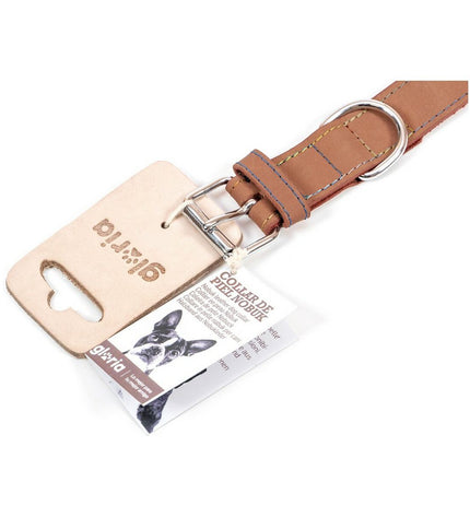 Gloria Oasis brown dog collar, 1.2 x 35 cm, made of durable material, with adjustable strap and metal buckle for pets.