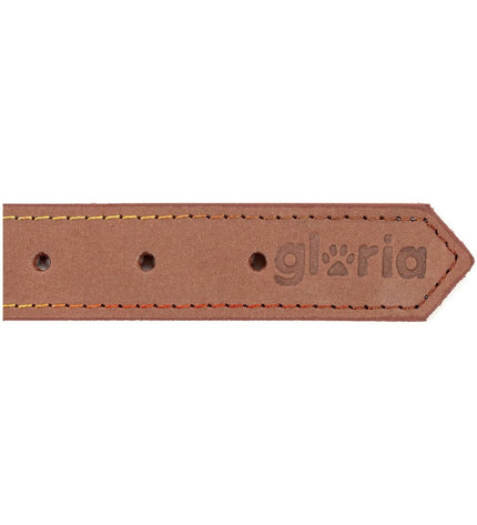 Gloria hondenhalsband Oasis Bruin, 1.2 x 35 cm, soft brown leather collar for dogs with adjustable buckle.