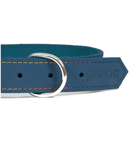 Blue Gloria Oasis dog collar with 1.5 cm width and 40 cm length, featuring a stylish design for dogs.