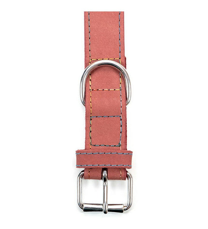 Pink Gloria Oasis dog collar with adjustable strap, featuring floral pattern and metal buckle, for medium-sized dogs.