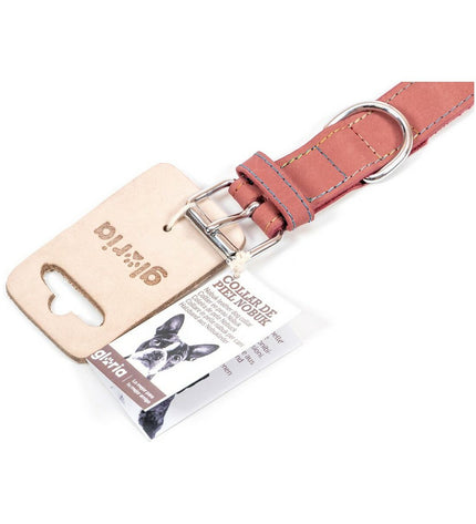 Pink Gloria Oasis dog collar with 1.5 cm width and 40 cm length, featuring a soft, comfortable design for pets.