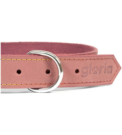 Pink Gloria Oasis dog collar with adjustable 1.5 x 40 cm size, featuring a soft fabric strap and secure buckle.