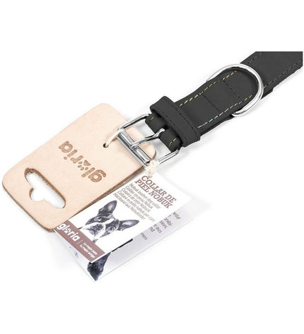 Black Gloria Oasis dog collar, 50x2.1 cm, with adjustable strap and metal buckle, designed for comfortable pet wear.