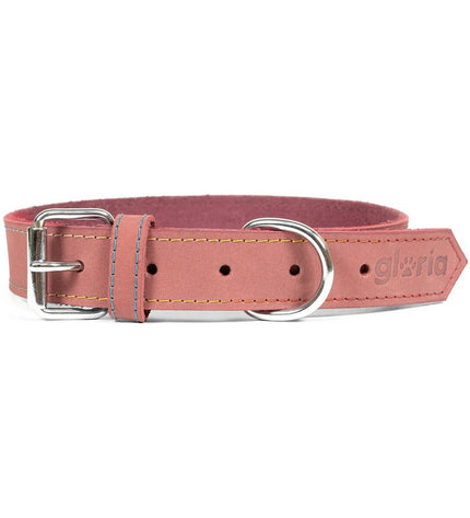 Pink Gloria Oasis dog collar with adjustable 55x2.5 cm size, featuring a soft fabric strap and metal buckle for comfort and style.
