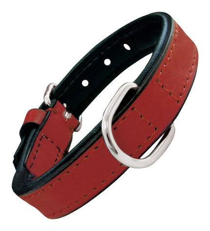 Red padded dog collar Gloria Hondenhalsband Gloria, 30 cm, 1.5 cm wide, soft and comfortable for dogs.