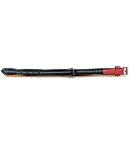 Red padded dog collar by Gloria, 30 cm in length and 1.5 cm wide, featuring soft, comfortable material for dogs.