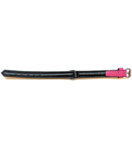 Fuchsia padded dog collar by Gloria, 45 cm, showing the soft, comfortable design with a metal buckle and adjustable strap.