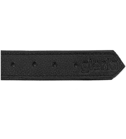 Black Gloria dry-milled dog collar in 45 cm length, showing close-up of durable, comfortable pet accessory for dogs.