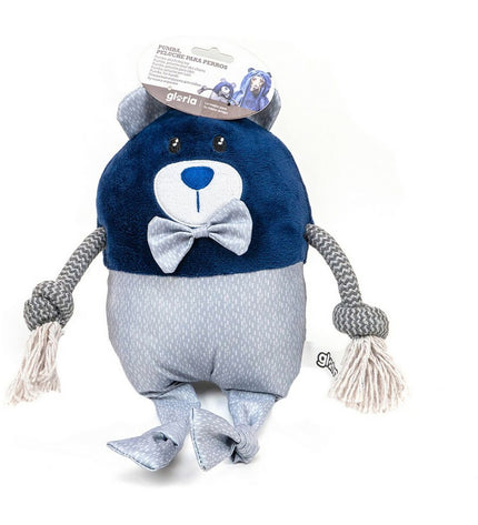 Blue polyester dog plush toy from Gloria, shaped like a bear, measuring 23x16 cm, soft and durable for playful dogs.
