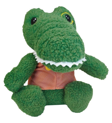 Green Gloria Buky crocodile dog plush toy, 24x20 cm, soft and cuddly pet toy for dogs.