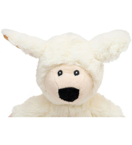 Gloria Kondoo white polyester dog plush toy shaped like a sheep, soft and durable for canine play and comfort.