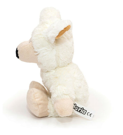 Gloria Kondoo white polyester dog plush toy shaped like a sheep, soft and durable for pet play and cuddling.