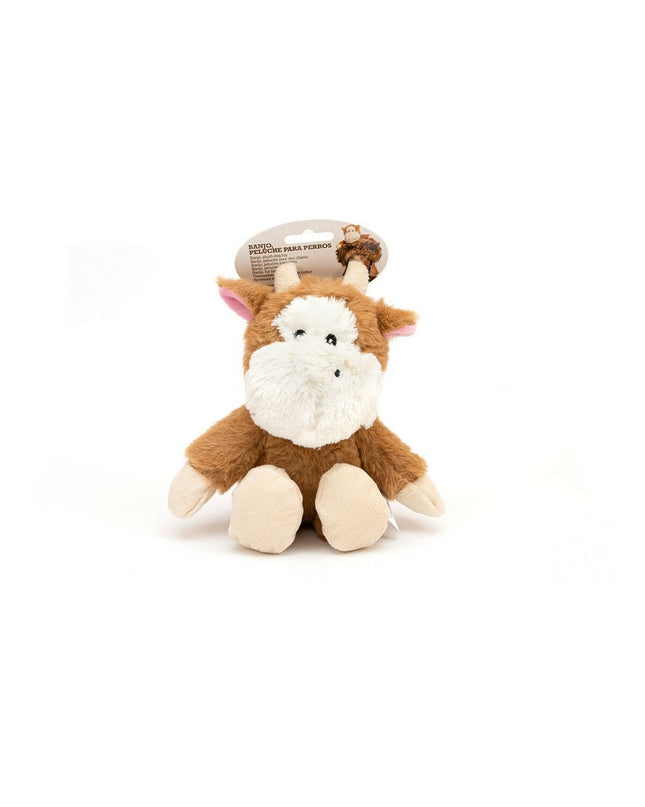 Gloria Bruin honden knuffel in polyester en polypropyleen, hondenspeelgoed met koe-ontwerp voor hondenplezier