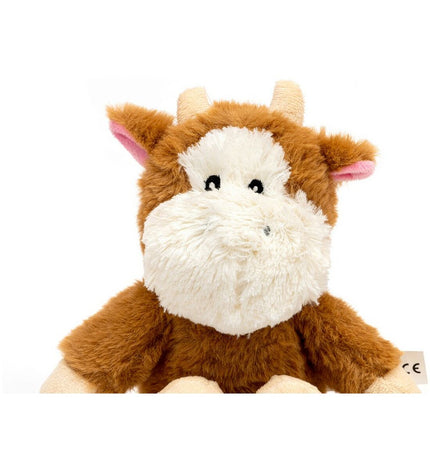 Gloria Bruin hondenknuffel in polyester en polypropyleen met koe-ontwerp, geschikt voor honden, zacht en geschikt voor knuffelen.
