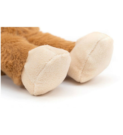 Gloria Bruin honden knuffel in polyester en polypropyleen, koevormige hondenspeeltje met zachte textuur.