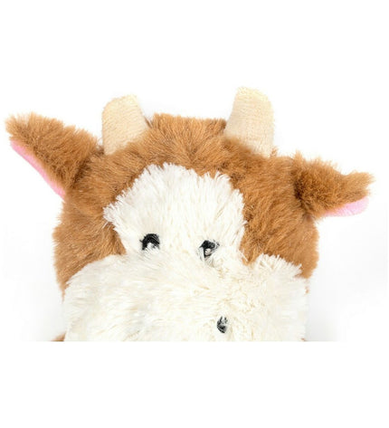 Gloria Bruin honden knuffel in polyester en polypropyleen, knuffel voor honden met koe-ontwerp, geschikt voor honden speelgoed