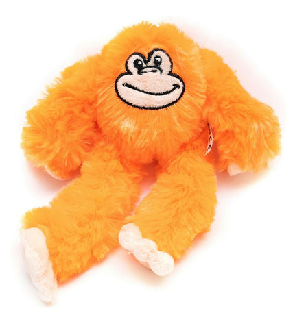 Gloria Kika orange polyester dog plush toy in the shape of a monkey for dogs, made of durable polyester and polypropylene.