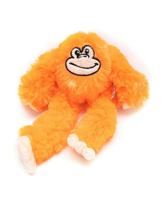 Gloria Kika orange polyester dog plush toy in the shape of a monkey for dogs, made of durable polyester and polypropylene.