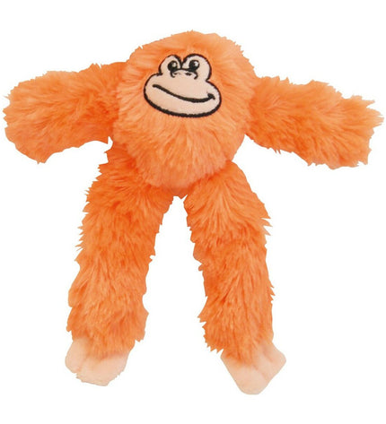 Orange polyester dog toy featuring a plush monkey with the Gloria brand label and soft fabric for playful chewing.