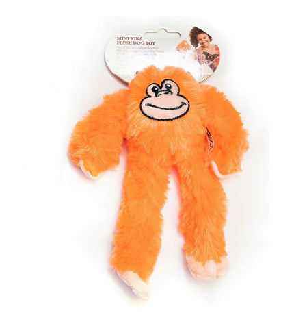 Gloria Kika orange polyester dog plush toy in the shape of a monkey for dogs, soft and durable pet entertainment.