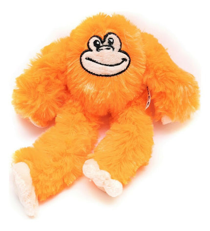 Orange plush dog toy in the shape of a monkey, Gloria Kikazaru, 11x44x45 cm, soft and cuddly for dogs.