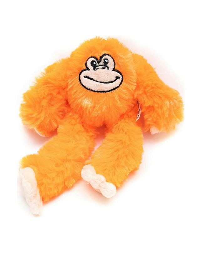 Orange plush dog toy in the shape of a monkey, Gloria Kikazaru, 11x44x45 cm, soft and cuddly for dogs.