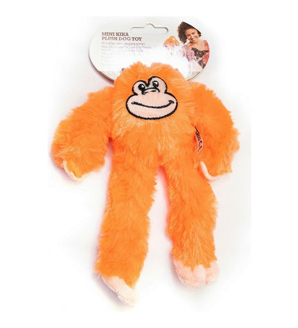 Orange dog plush toy Gloria Kikazaru in a sitting position, measuring 11x44x45 cm, designed for canine play and comfort.