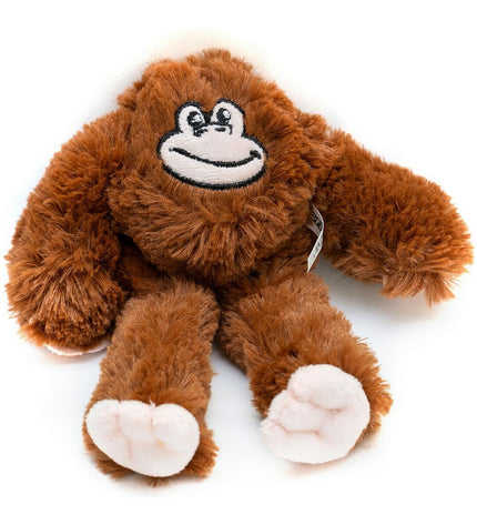 Gloria dog plush toy in brown polyester with a monkey design, perfect for dogs to chew and play.