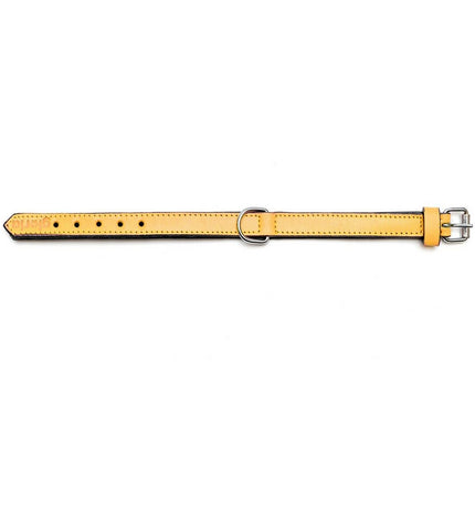 Gloria hondenhalsband Gloria gestoffeerd geel, 50 cm, padded dog collar showing close-up of yellow padded leather material.