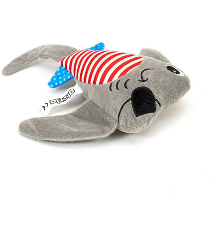 Gray Gloria dog plush toy made of polyester and polypropylene, soft and durable for pets, with a cuddly design.