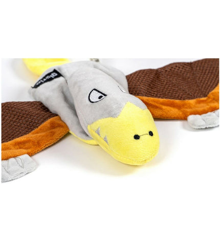 Gloria Petry brown polyester dog plush toy shaped like a dragon for dogs, soft and durable pet accessory.