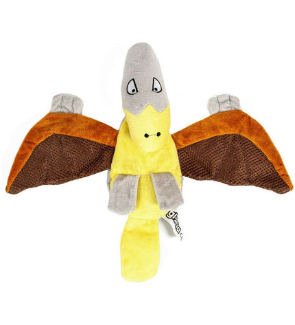 Gloria Petry brown polyester dog plush toy shaped like a dragon, soft and durable for pets.