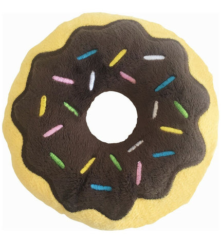 Chocolate donut-shaped dog toy from Gloria, 3x5x14 cm, designed for dogs, in brown with a soft plush appearance.